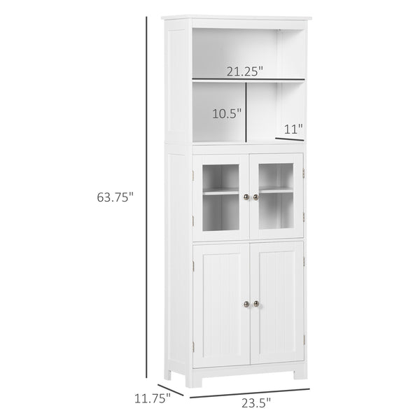 Garde-manger 4 portes avec étagère réglable, blanc
