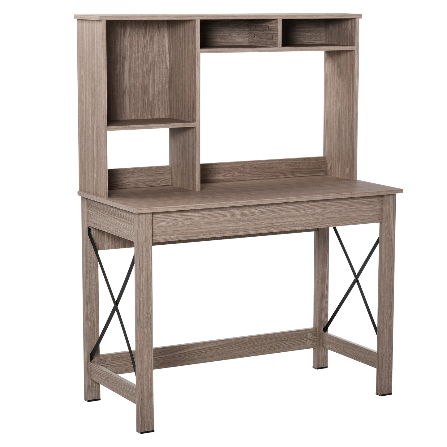 Bureau d'ordinateur avec rangement, marron
