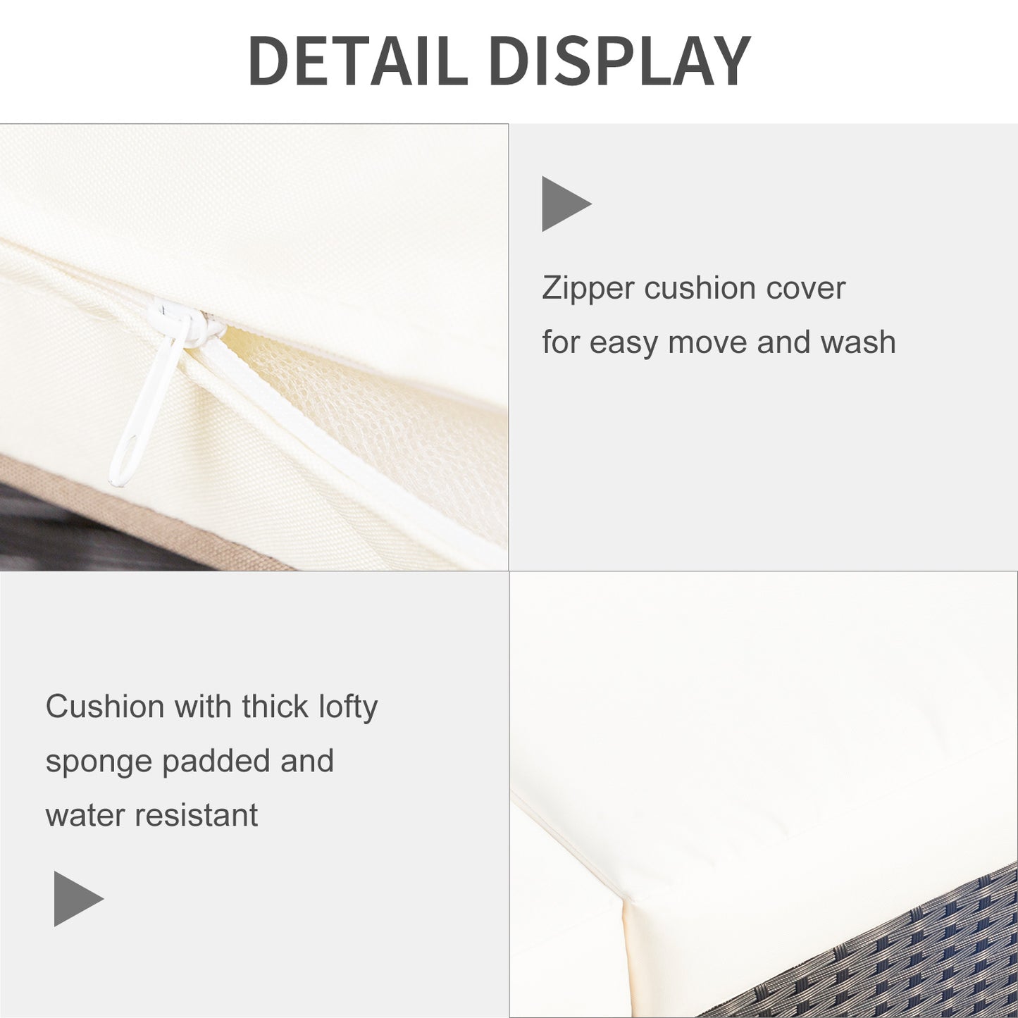 Outsunny Deluxe Canapé 3 places en rotin et osier, mobilier de jardin extérieur avec coussin, blanc crème