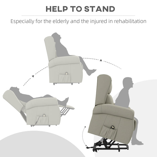 Fauteuil releveur à oreilles inclinable électrique avec repose-pieds, blanc crème