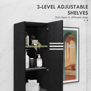 Meuble de rangement de salle de bain avec étagères réglables, organiseur de salle de bain, grain de bois noir