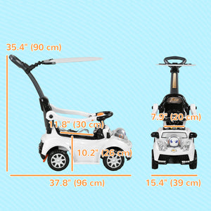 Voiture à pousser 3 en 1 pour enfants, blanche