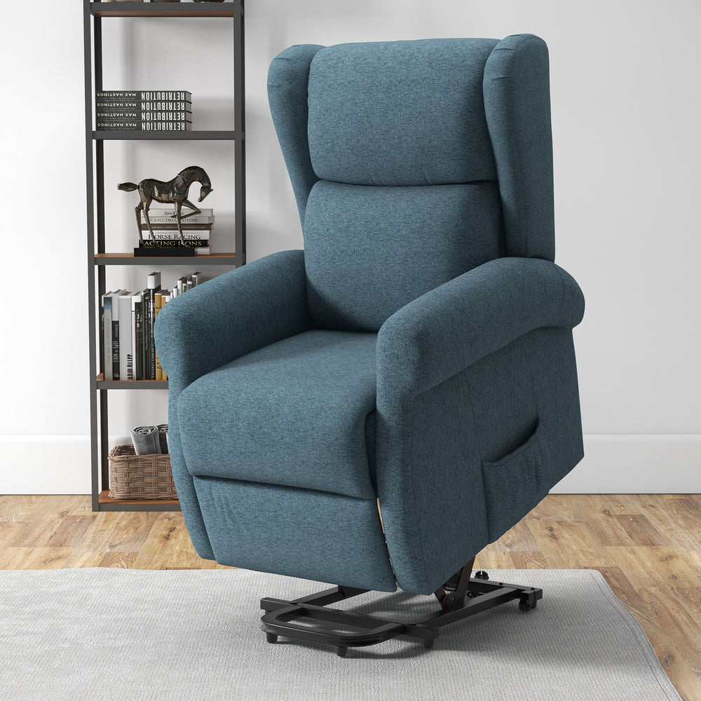 Fauteuil releveur à oreilles pour personnes âgées, bleu