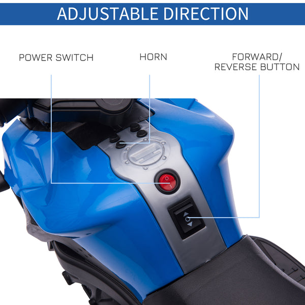 6V Electric Motorcycle with Small Wheels, Blue