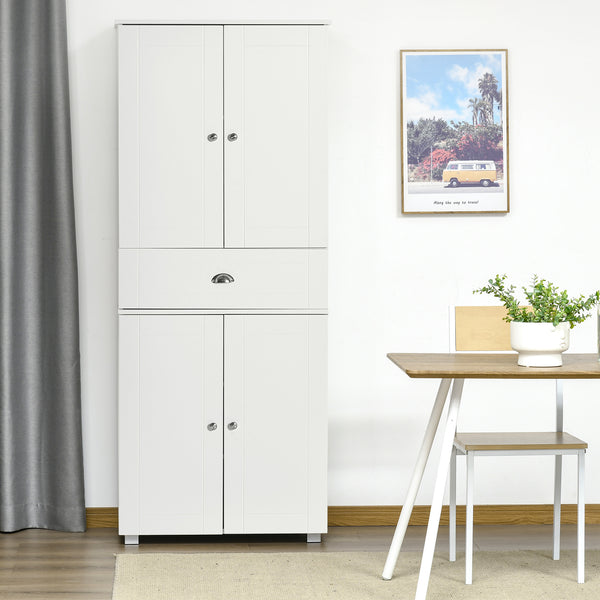 Meuble de rangement moderne avec 4 portes et 3 étagères réglables, blanc