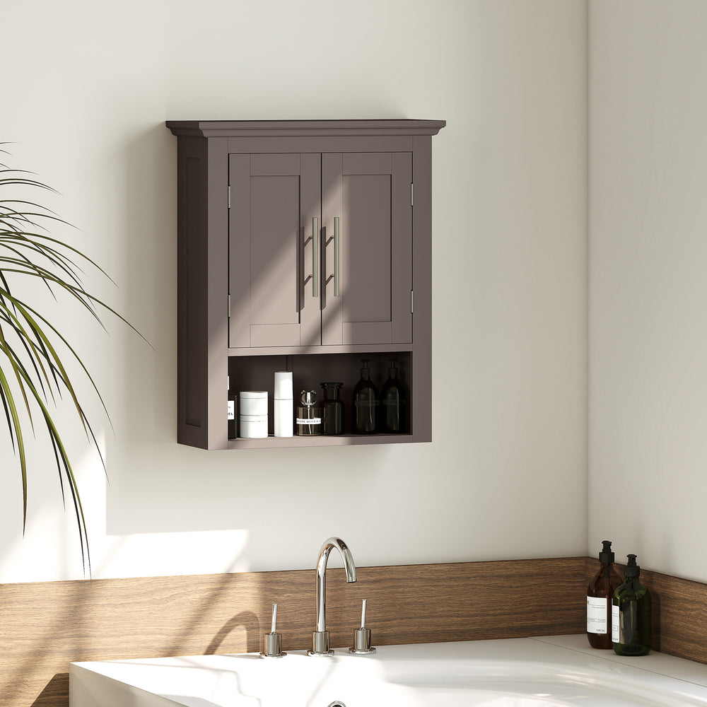 Armoire murale de salle de bain avec étagère, marron