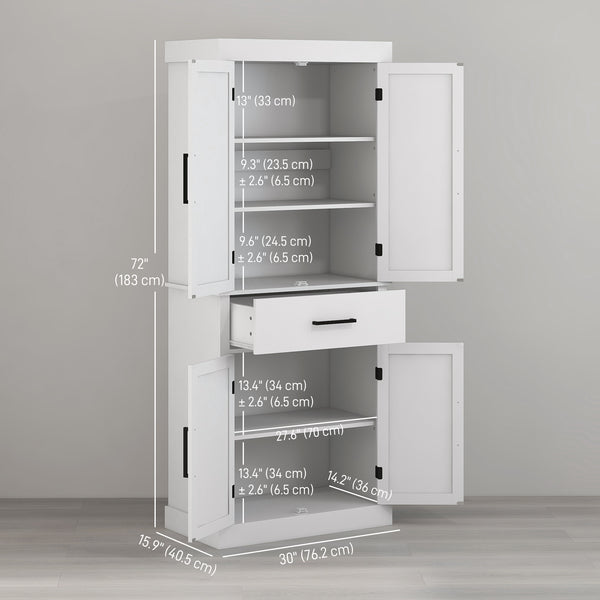 Garde-manger de style campagnard avec 4 portes de grange, blanc