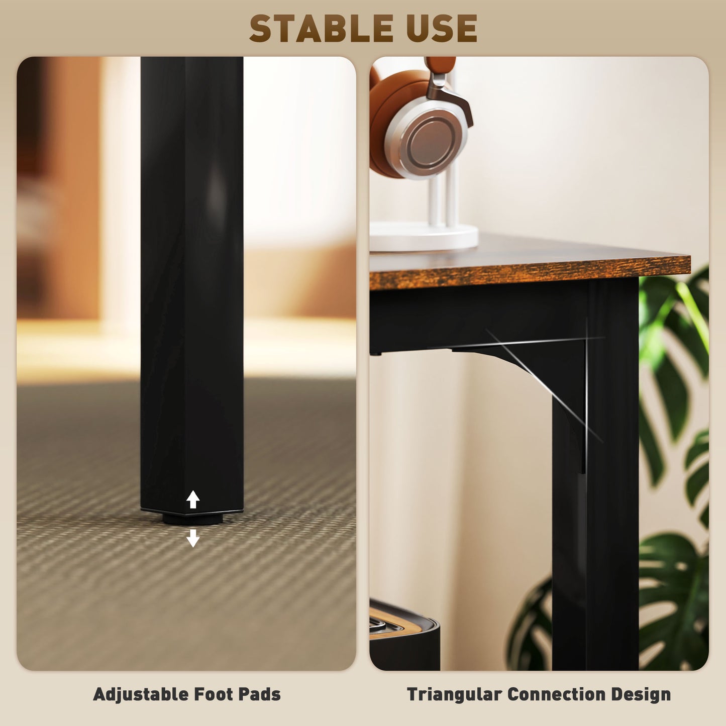 71" Computer Desk with Metal Legs, Rustic Brown