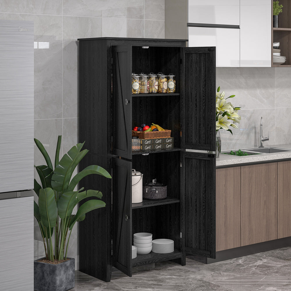 Meuble de rangement avec portes et étagères, noir