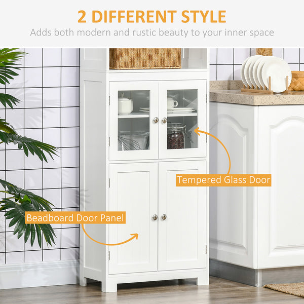 Garde-manger 4 portes avec étagère réglable, blanc