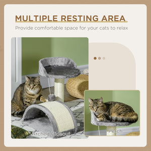 43cm Cat Tree with Hanging Toy, Grey