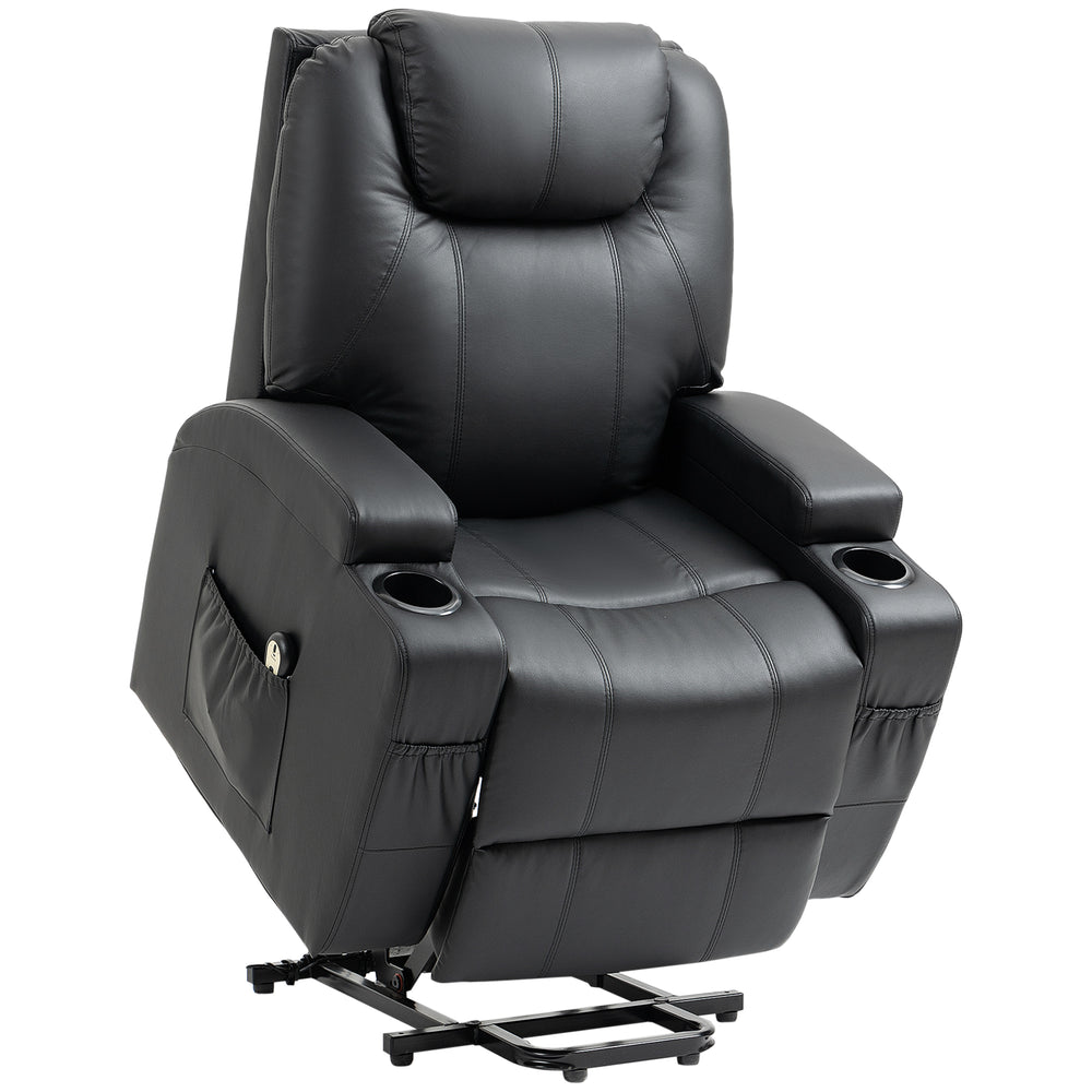 Fauteuil releveur électrique en cuir PU avec repose-pieds, noir