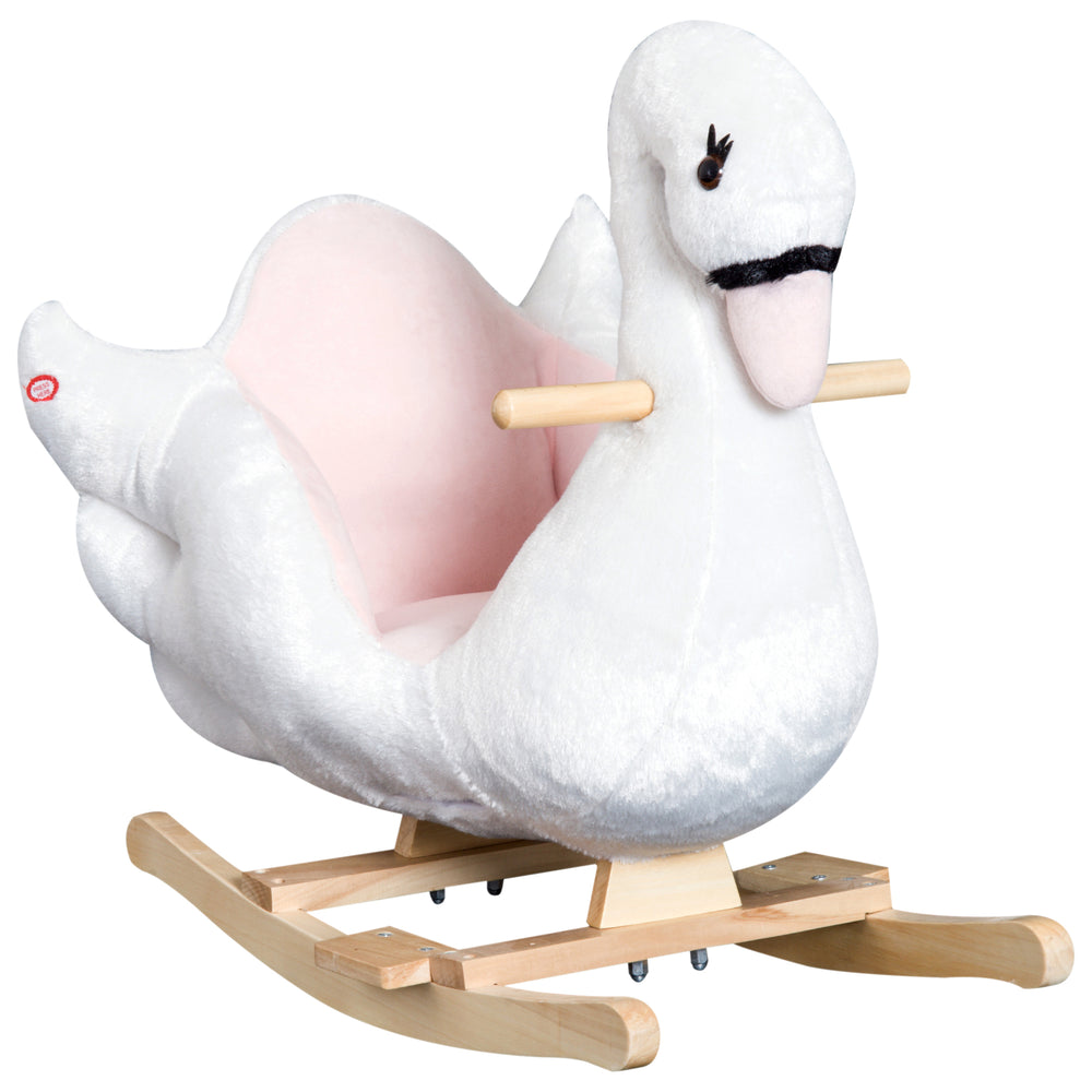 Cygne à bascule doux et chaud avec berceuse, blanc