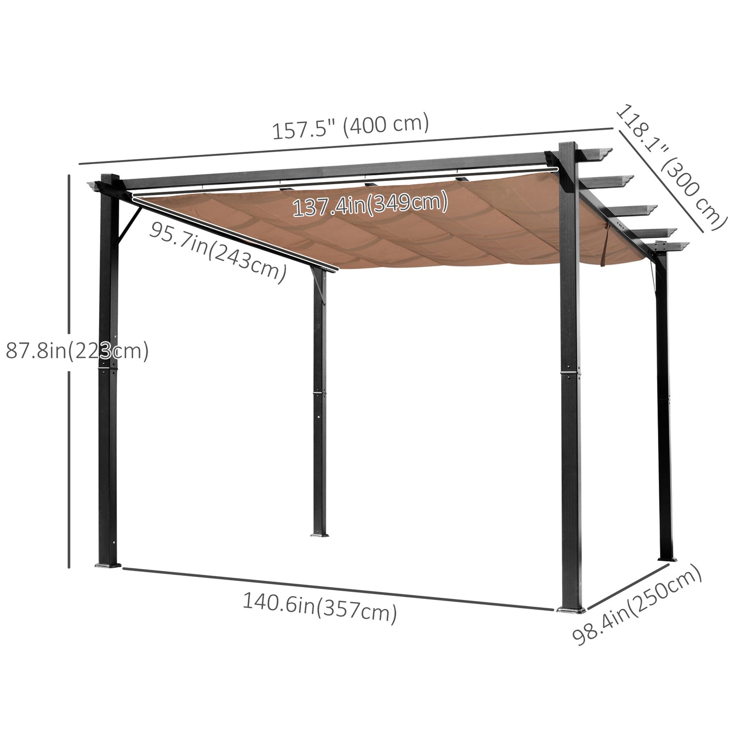 Pergola d'extérieur 10' x 13' en aluminium, sable