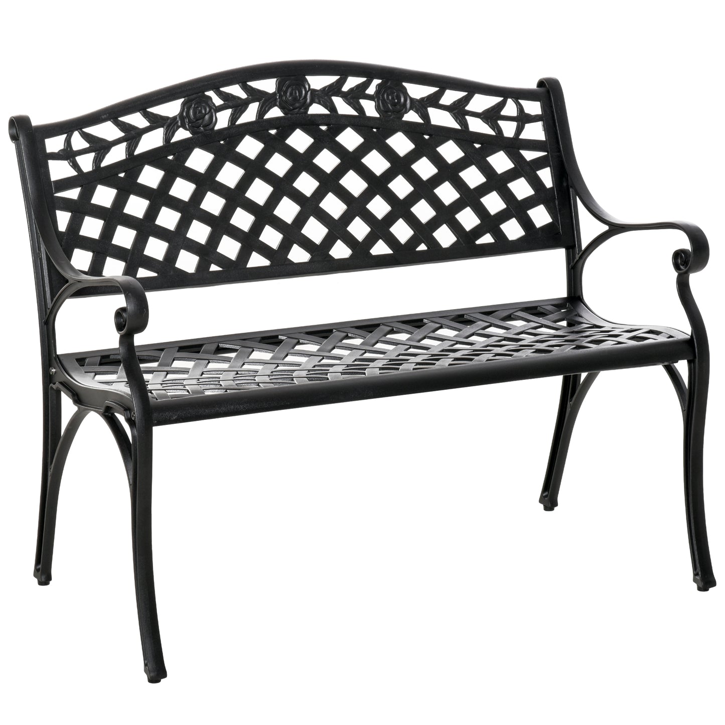 Banc de jardin d'extérieur avec cadre en aluminium et accoudoirs