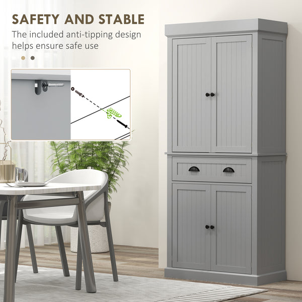Meuble de rangement avec éclairage LED et étagères à épices, gris