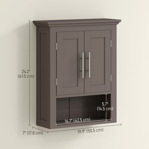 Armoire murale de salle de bain avec étagère, marron