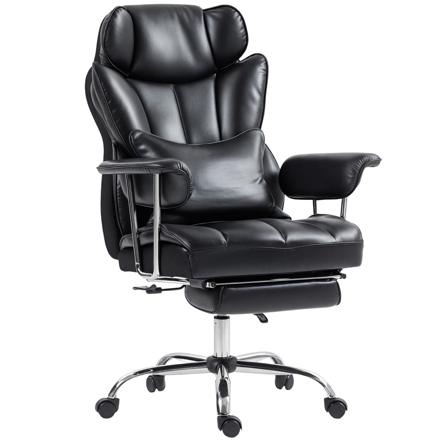 Massage Office Chair with 6-Point Vibration, Footrest and Lumbar Support, Black