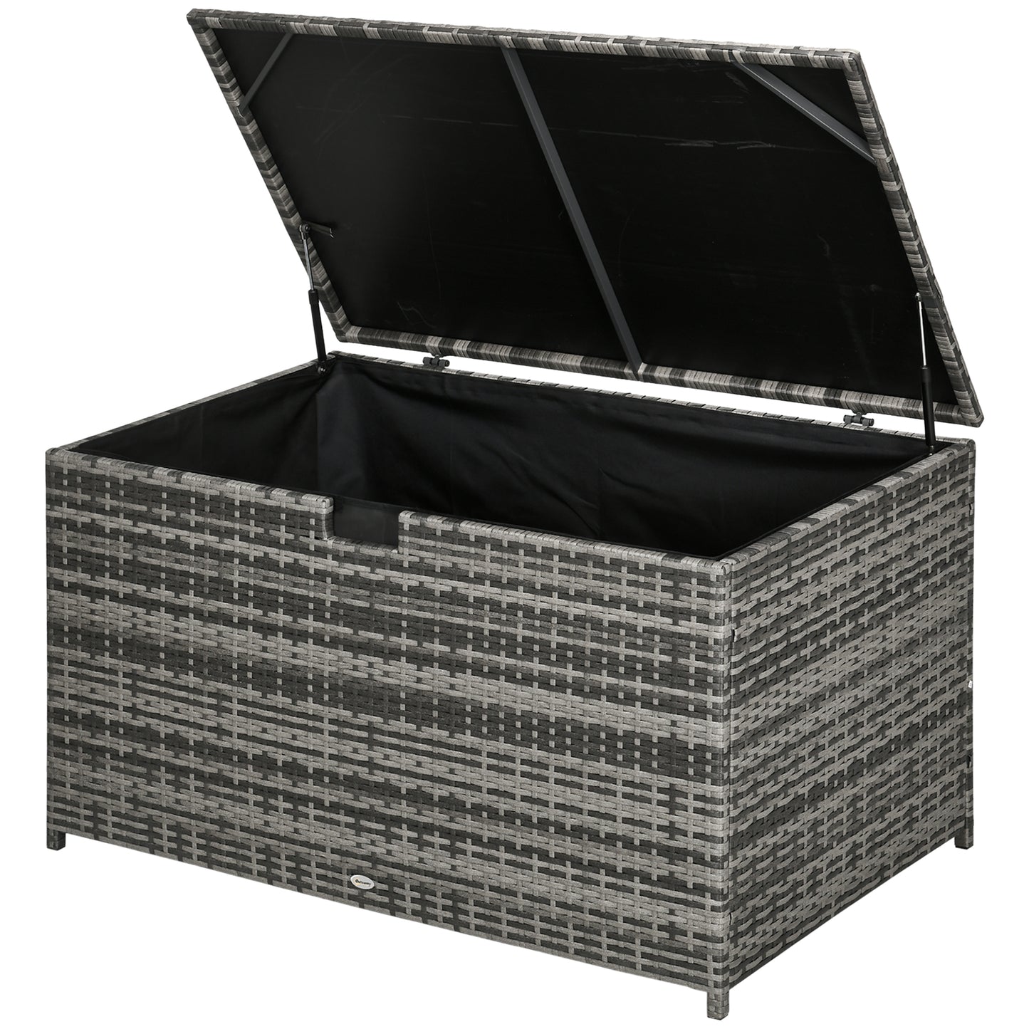 Coffre de rangement extérieur de 113 gallons, coffre de terrasse en rotin pour l'intérieur, gris