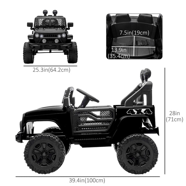 12V Kids Ride On Car with Parental Remote Control, Black