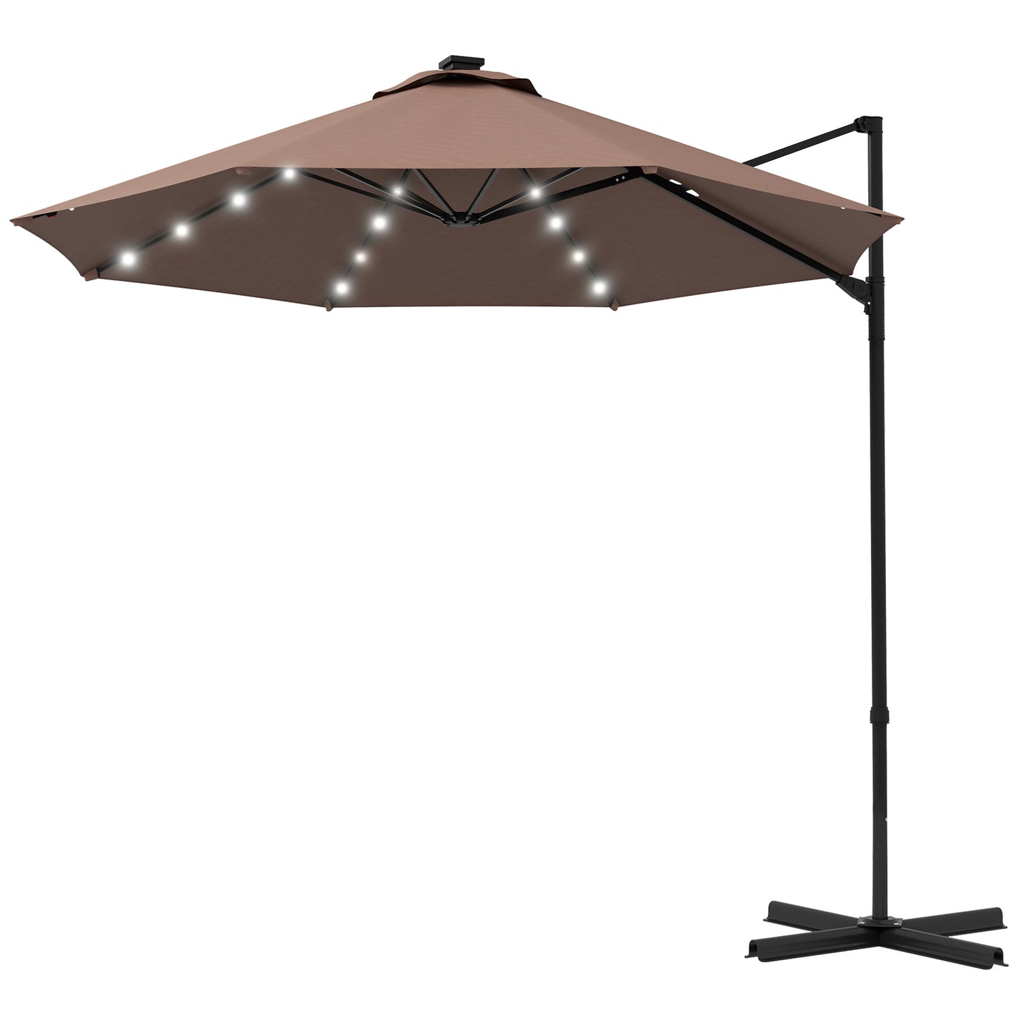 Parasol déporté 9,5'x8,5' avec lumières LED à énergie solaire,
