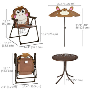 Ensemble table et chaises de pique-nique pliantes avec parasol amovible, marron