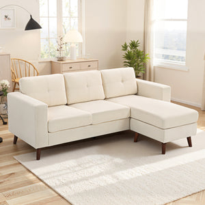 Canapé sectionnel avec méridienne convertible, blanc crème