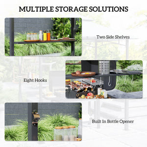 8' x 5' Gazebo, Two-Tier BBQ Gazebo with LED Lighting, 2 Dark Gray