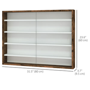 5-Tier Glass Display Cabinet with 2 Glass Doors and 4 Adjustable Shelves, Brown