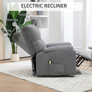 Fauteuil releveur pour seniors en microfibre avec télécommande, gris
