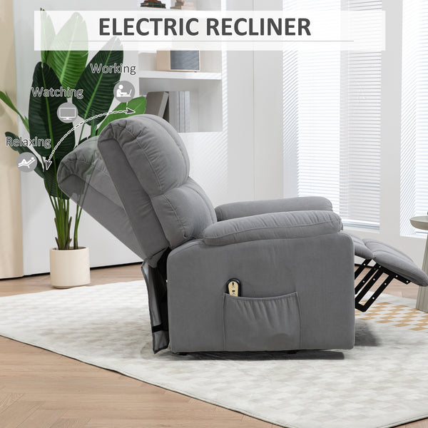 Fauteuil releveur pour seniors en microfibre avec télécommande, gris