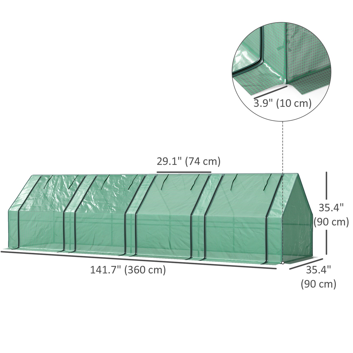 Outsunny Mini Portable Tunnel Greenhouse for Plants and Flowers, Warm Greenhouse with Zippered Roll-Up Doors, Green