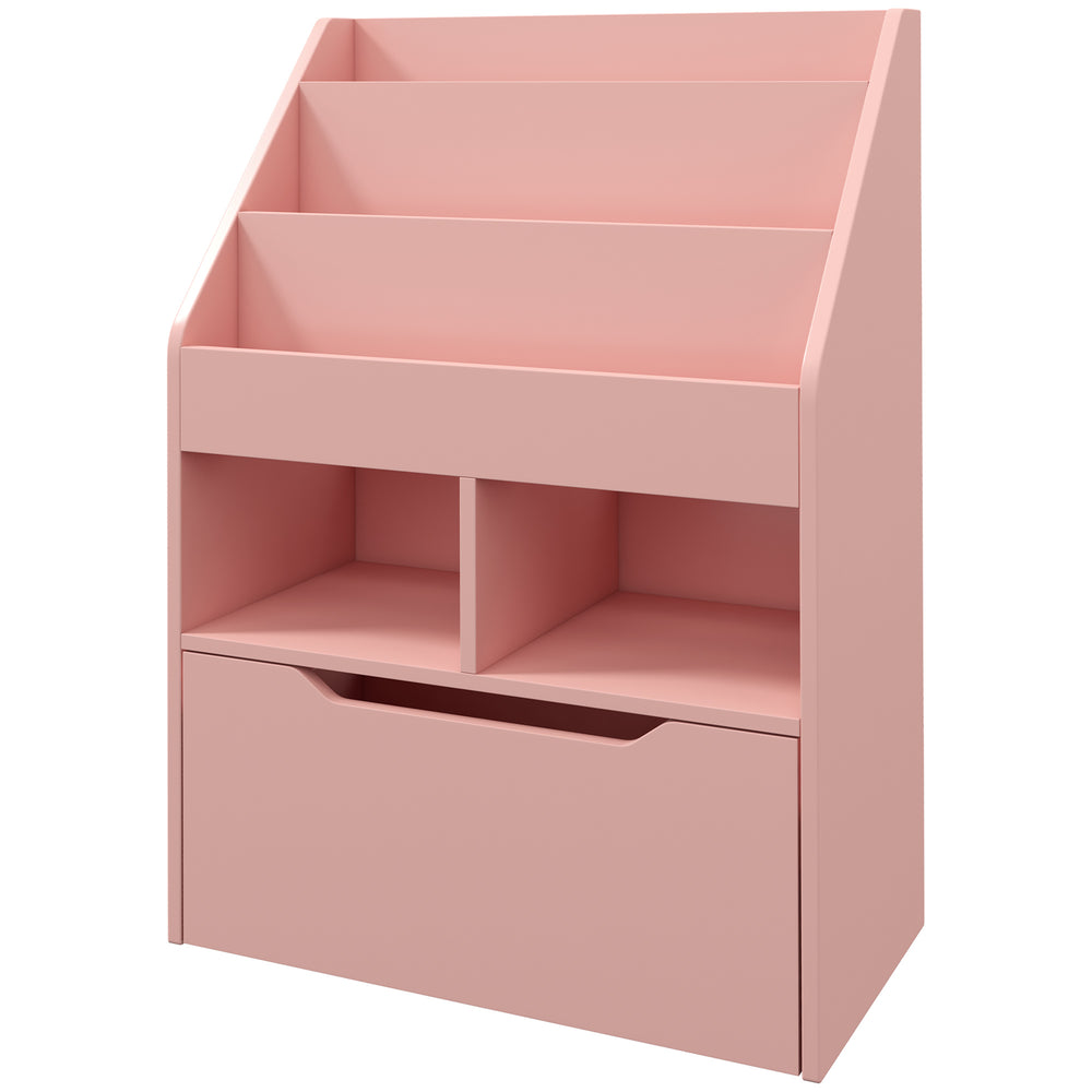 Bibliothèque pour enfants avec tiroir de rangement, rose