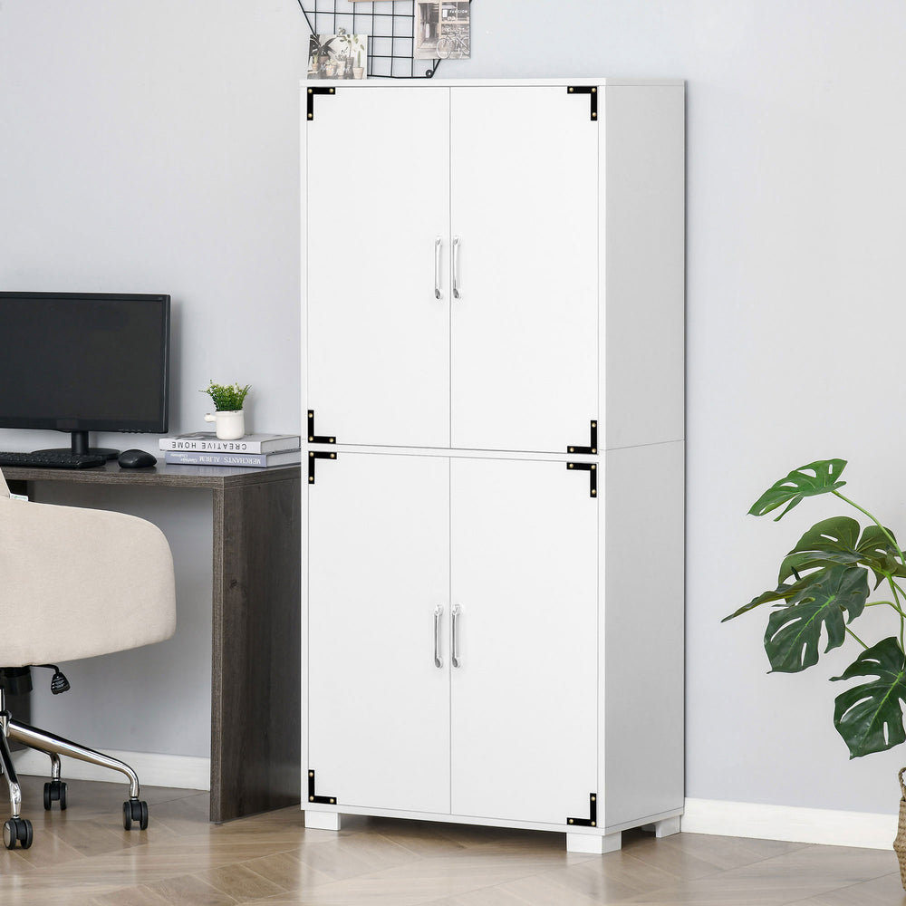 Meuble de rangement avec 4 portes et étagères, blanc