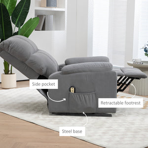 Fauteuil releveur pour seniors en microfibre avec télécommande, gris