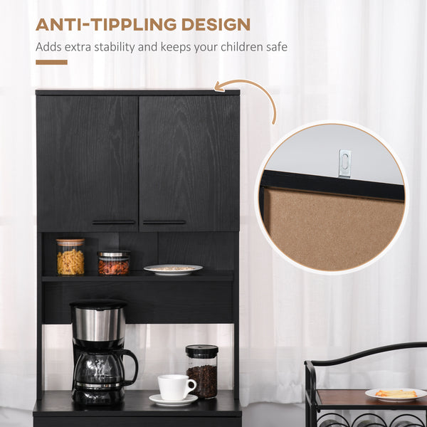Buffet de cuisine avec comptoir micro-ondes, noir