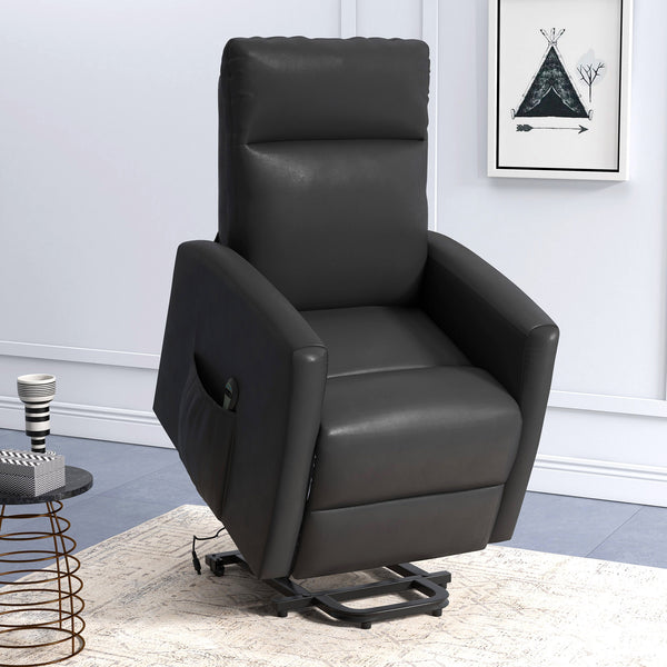 Fauteuil inclinable releveur électrique avec télécommande et poche latérale, gris