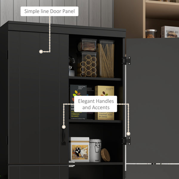 4-door storage unit with adjustable shelves, black