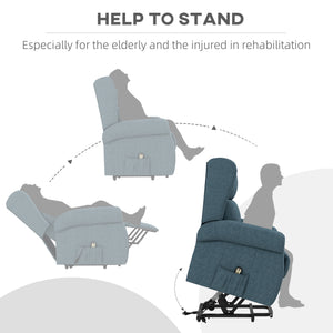 Fauteuil releveur à oreilles pour personnes âgées, bleu