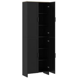 Armoire de cuisine 4 portes avec étagères réglables, noir