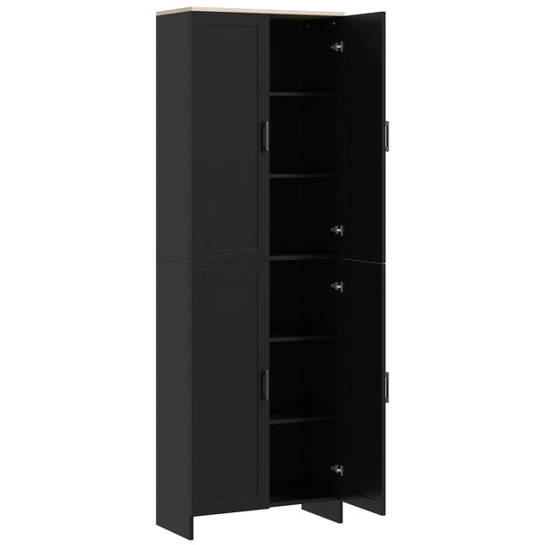 Armoire de cuisine 4 portes avec étagères réglables, noir