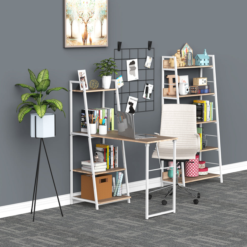 Computer Desk with Storage Shelves and Folding Top, White
