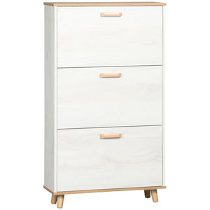 Meuble à chaussures moderne avec 3 tiroirs rabattables et étagère réglable, blanc