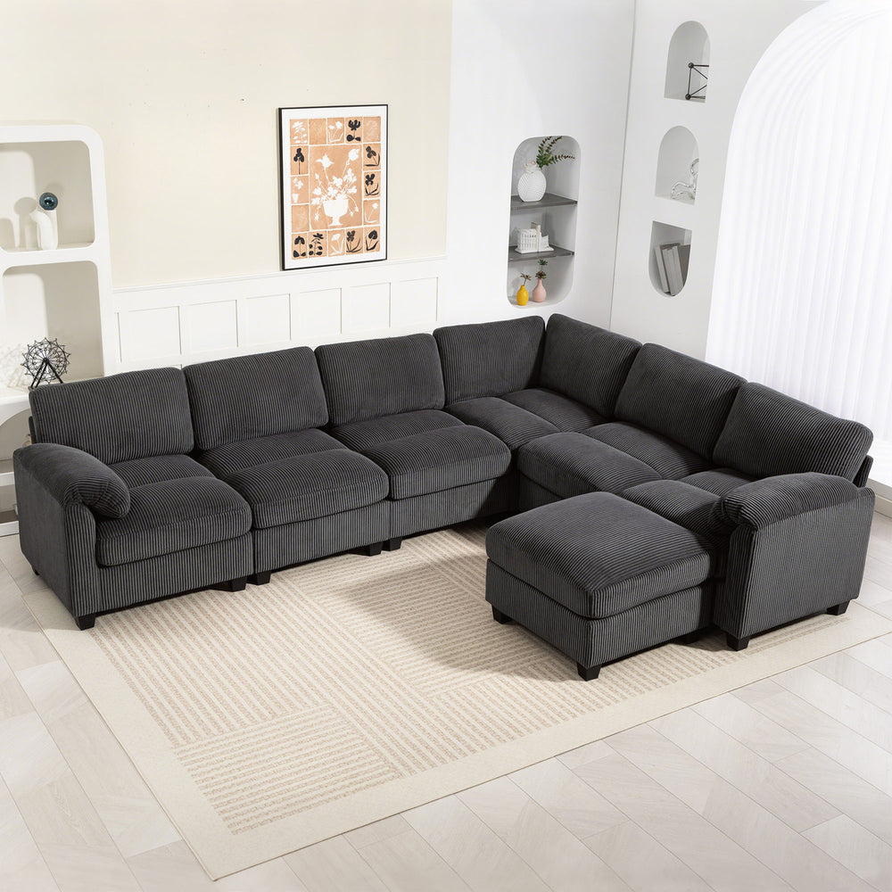 Canapé modulable sectionnel surdimensionné avec coussin à ressorts, gris anthracite