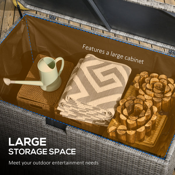 Coffre de rangement extérieur 113 gallons en rotin, gris mélangé