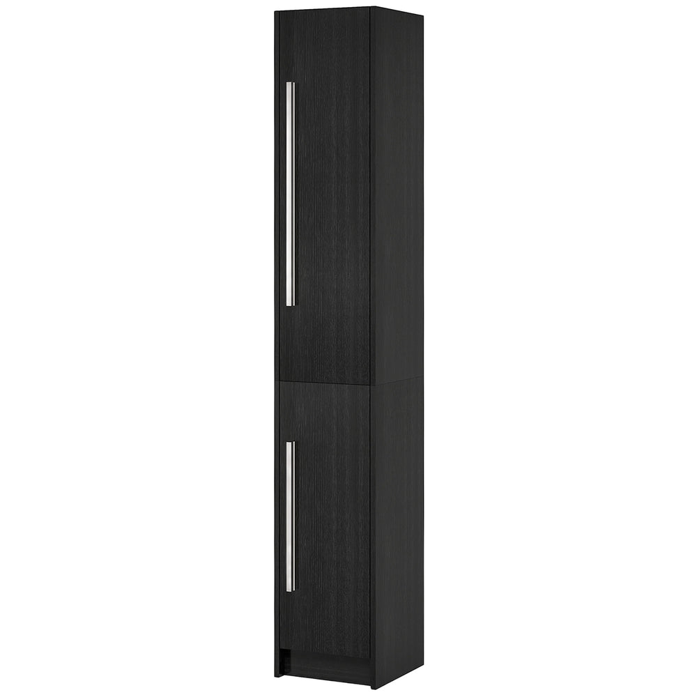 Meuble de rangement de salle de bain avec étagères réglables, organiseur de salle de bain, grain de bois noir