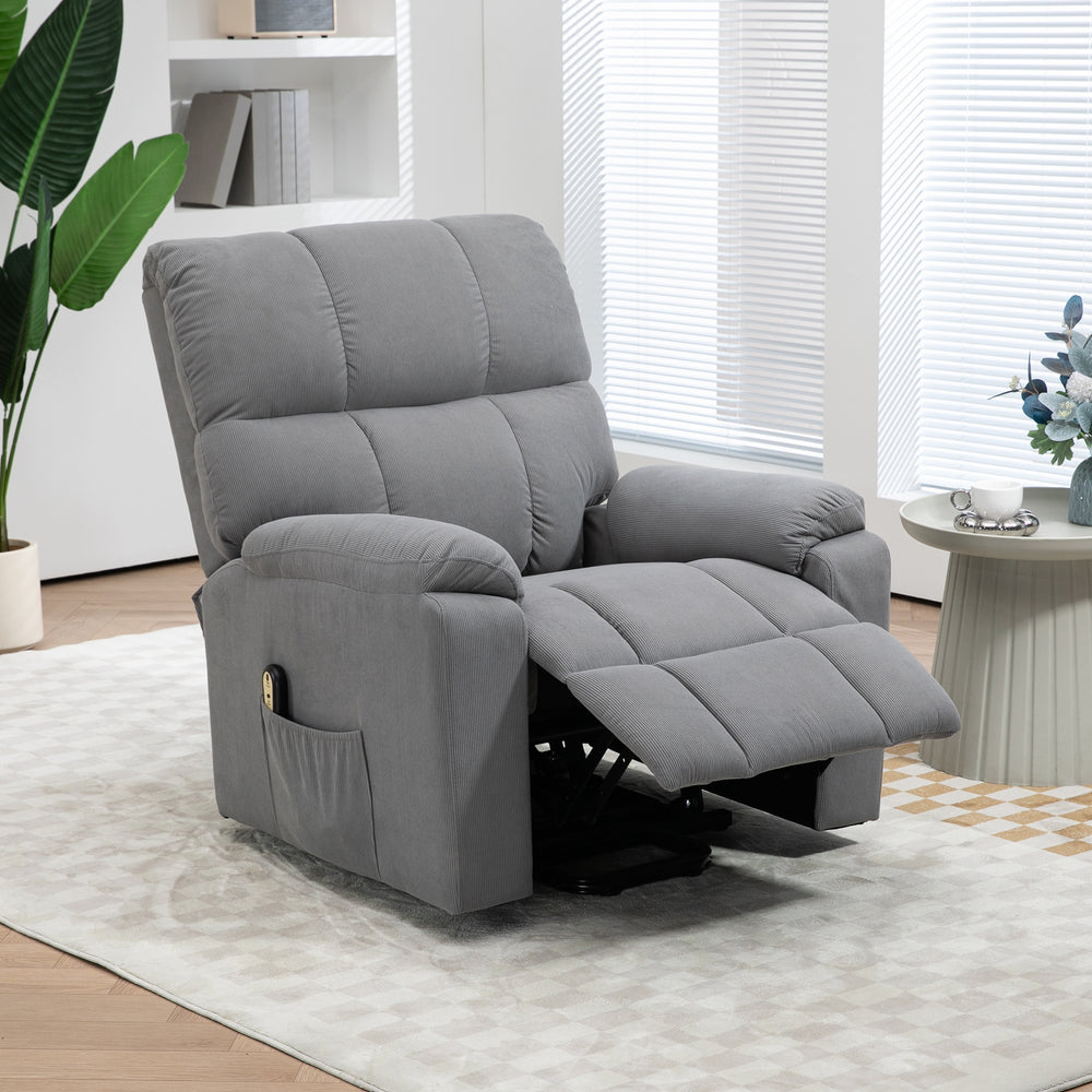 Fauteuil releveur pour seniors en microfibre avec télécommande, gris