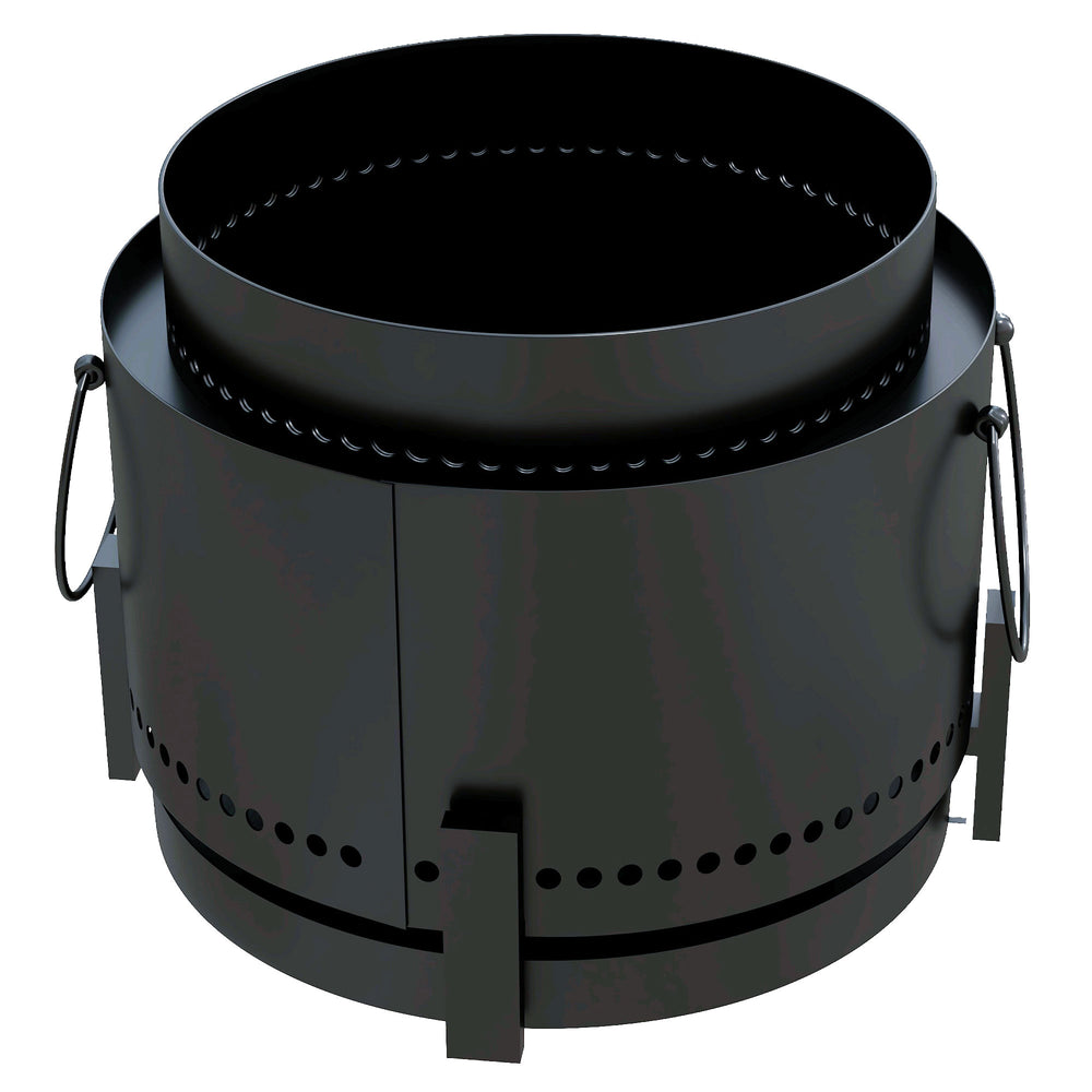 Braséro sans fumée avec récupérateur de cendres, tisonnier, noir