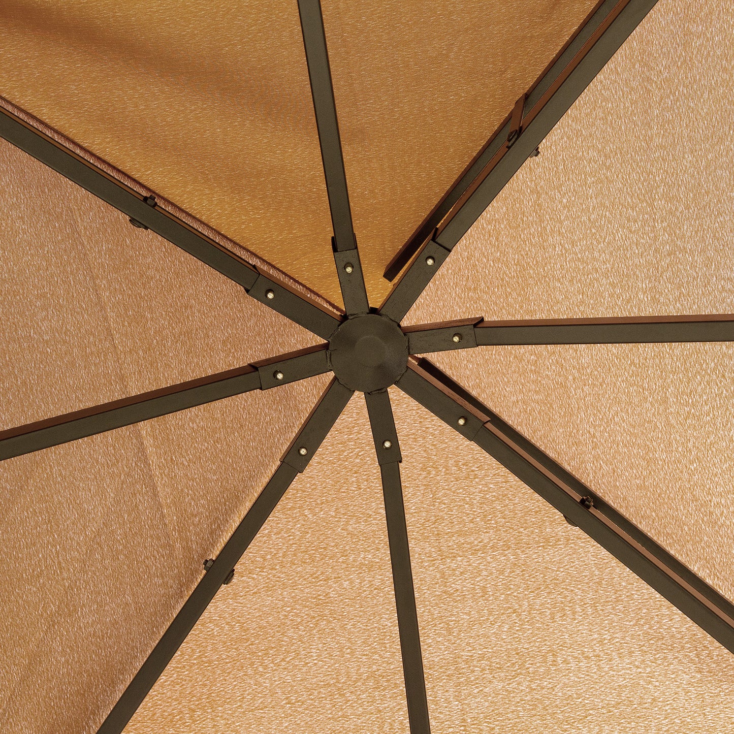 Gazebo d'extérieur 10' x 10' double toit souple avec rideaux et moustiquaires, marron