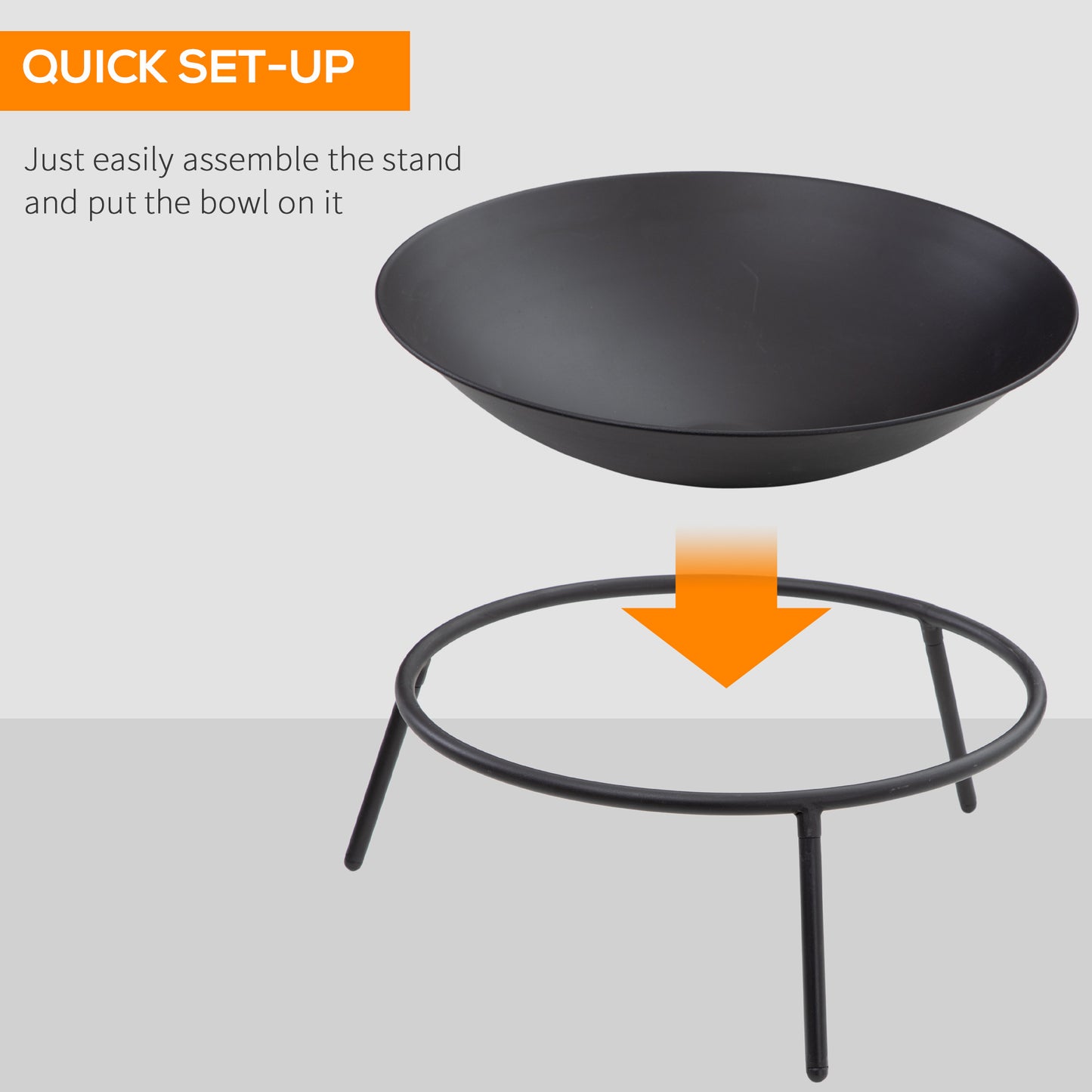 Outsunny Fire Pit with Poker, Patio Heater, Wood Stove for Outdoor Campfire, Black